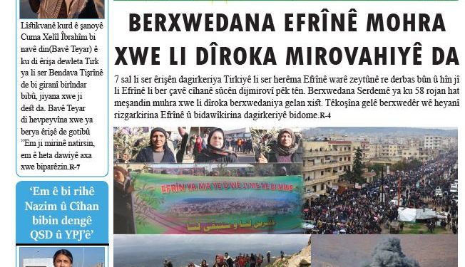 BERXWEDANA EFRÎNÊ MUHRA XWE LI DÎROKA MIROVAHIYÊ DA