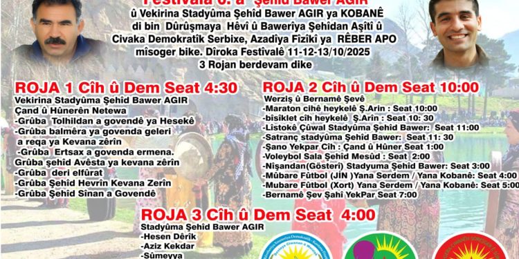 6’emîn Festîvala Şehîd Bawer Agir wê îro dest pê bike