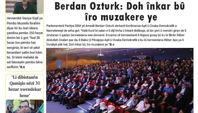 Berdan Ozturk: Doh înkar bû îro muzakere ye