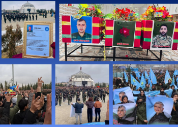 Bi 10 hezaran kes cenazeyên şehîd Ziyad, Brusk û Malik li Kobanî oxir kirin