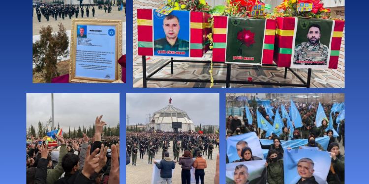 Bi 10 hezaran kes cenazeyên şehîd Ziyad, Brusk û Malik li Kobanî oxir kirin