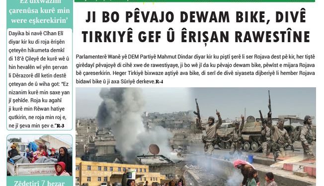 JI BO PÊVAJO DEWAM BIKE, DIVÊ TIRKIYÊ GEF Û ÊRIŞAN RAWESTÎNE
