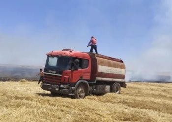 Tîmên agirkujê rê li ber firehbûna şewata zeviyên çandiniyê digirin