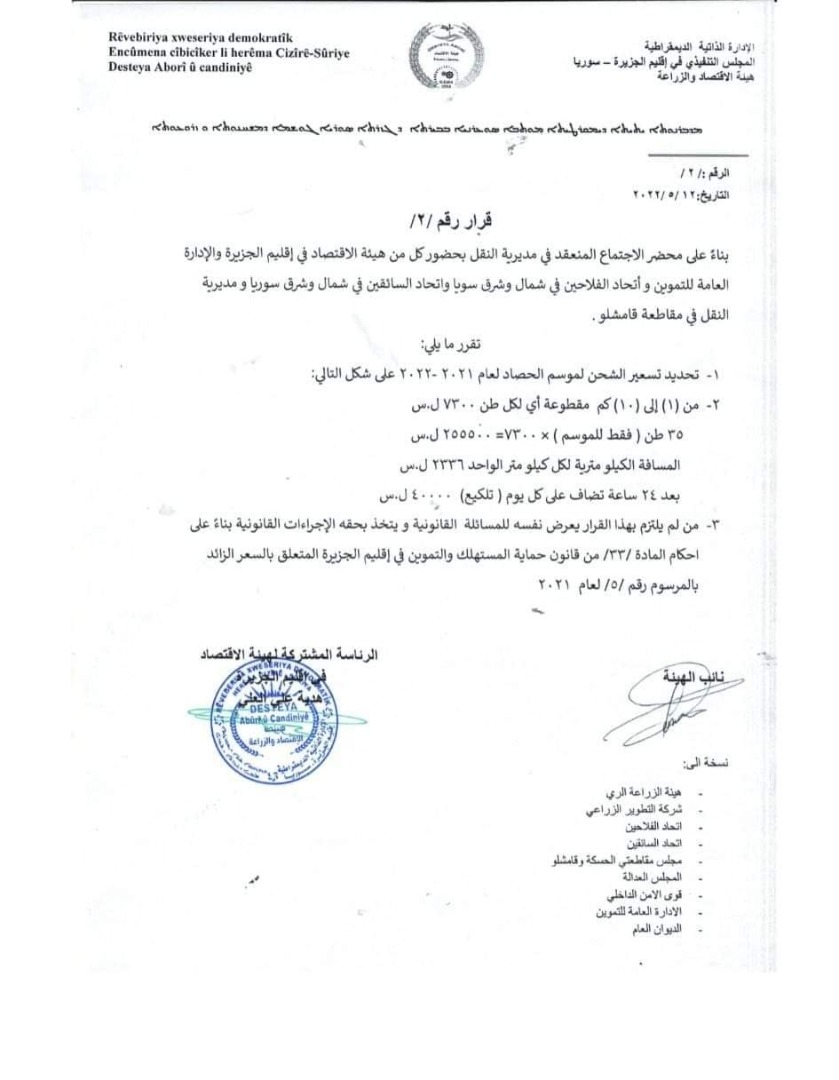 تحديد أسعار شحن الحبوب للموسم الحالي