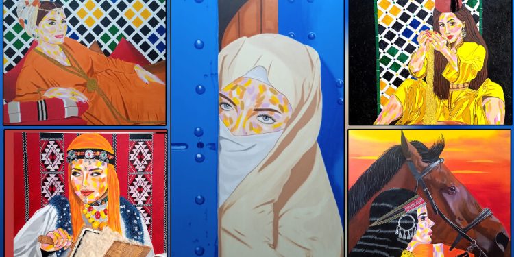 فنانة تشكيلية تعبر عن قضايا النساء والثقافة المغربية في لوحاتها