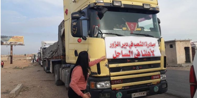 عاجل…. قافلة المساعدات من إقليم شمال وشرق سوريا أصبحت على مشارف الساحل السوري