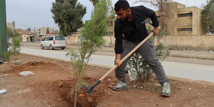 زراعة 50 شجرة في قامشلو ضمن حملة “إيكولوجيا”