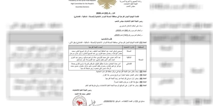 اللجنة العُليا للانتخابات تُعلن القائمة النهائية للجان الفرعية في الحسكة
